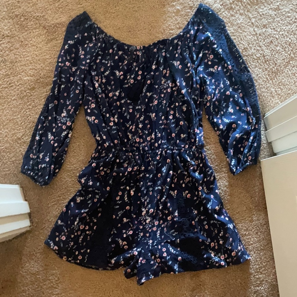 Navy Blue Off the shoulder Romper